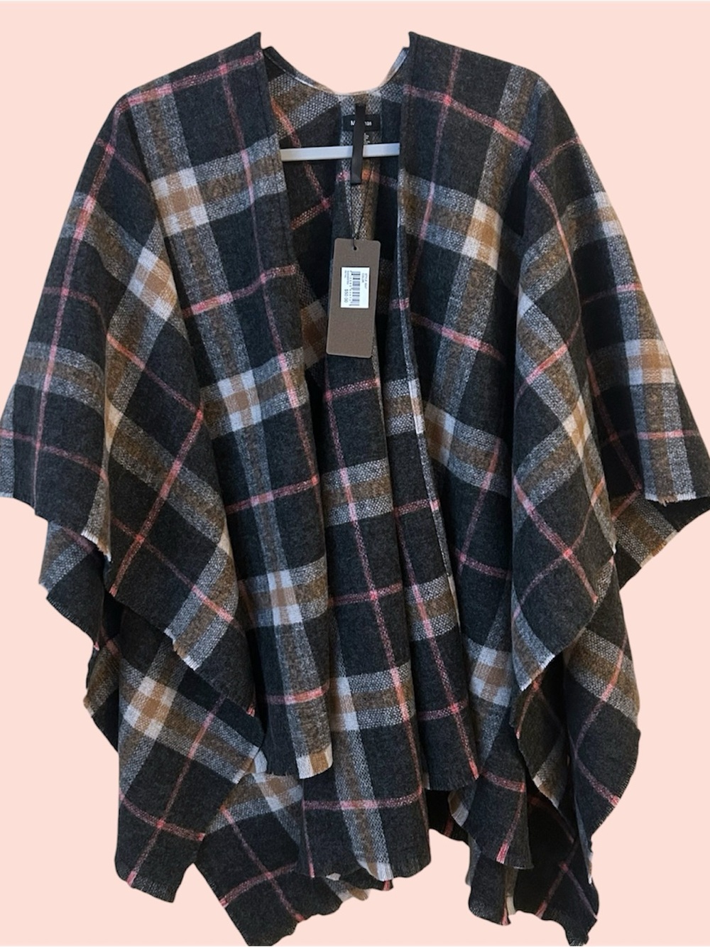 Plaid Poncho Sweater - Picture 2 of 7